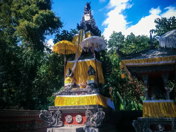 Peaceful Atmosphere In The Middle Of The Small Balinese Hindu Temple Of The Garden Park At Tangguwisia Village, North Bali, Indonesia