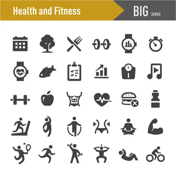 Vector illustration of Health and Fitness Icons Set - Big Series