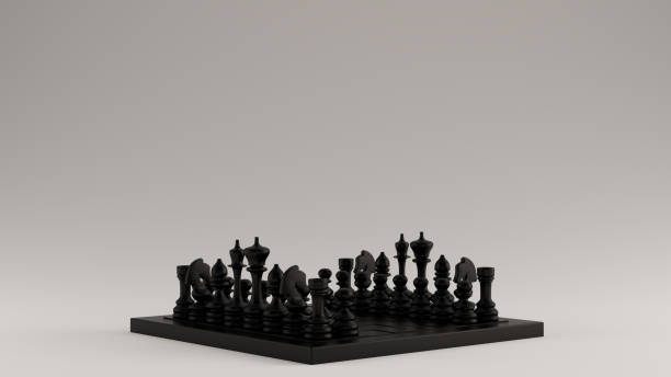 istock Black Chessboard and Pieces 3 Quarter View 1157538166