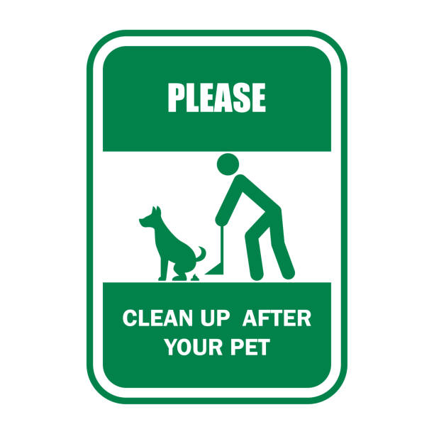 clean up your dog waste warning sign. vector illustration clean up your dog waste warning sign. vector illustration clean up dog poo sign stock illustrations