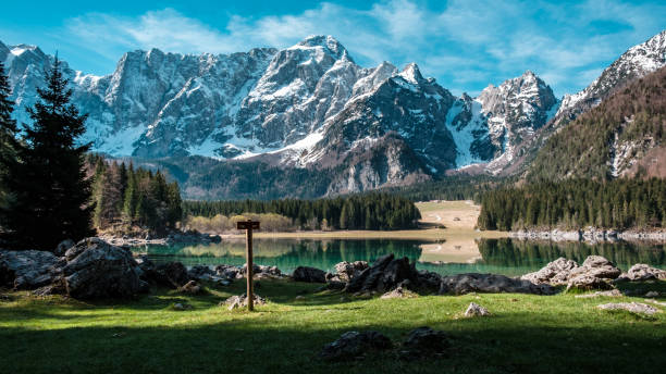 istock Spring morning at the alpine lake 1157541177