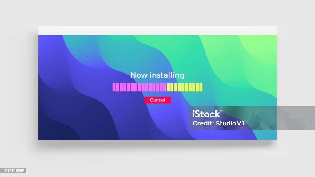 Loading Process Screen Installing App Or Software Progress Loading Bar ...