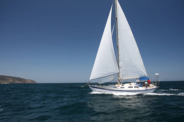 Sailboat at Santa Cruz stock photo