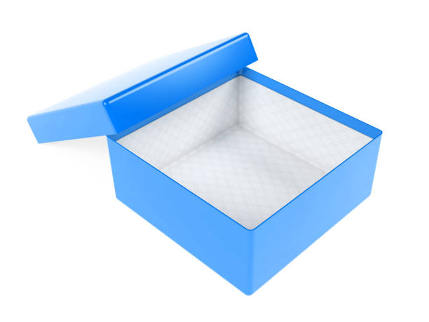 istock Blue open gift box. Realistic carton mock up. 3d rendering illustration isolated 1157547315
