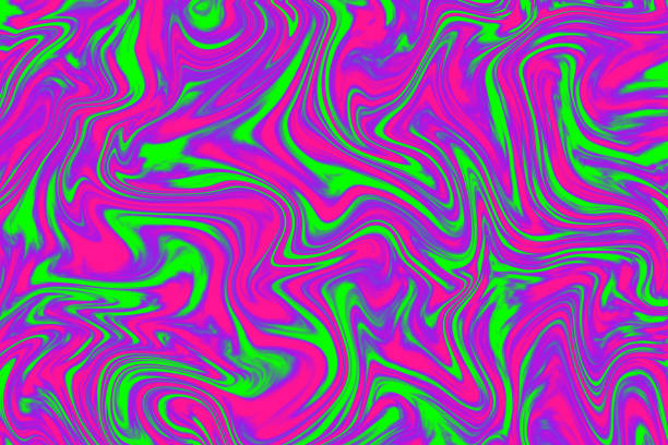 onda colorida neón protones mármol caos púrpura ugo verde plástico rosa mármol rosa mármol textura brillante fondo vibrante colores de moda abstracto ombre gradiente ebru patrón - lsd fotografías e imágenes de stock