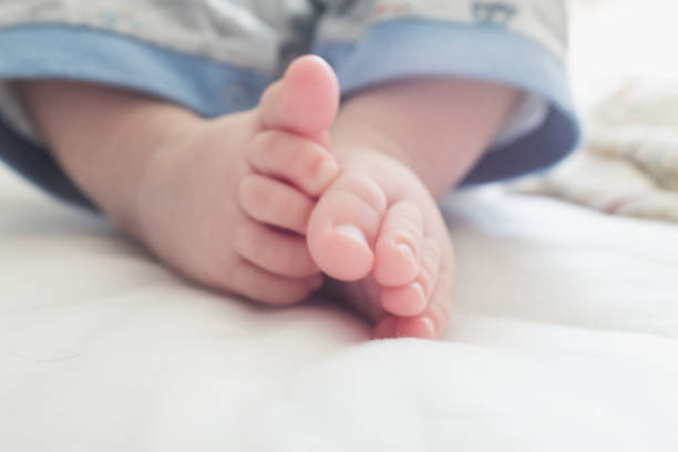 istock baby foot on the blanket 1157564851