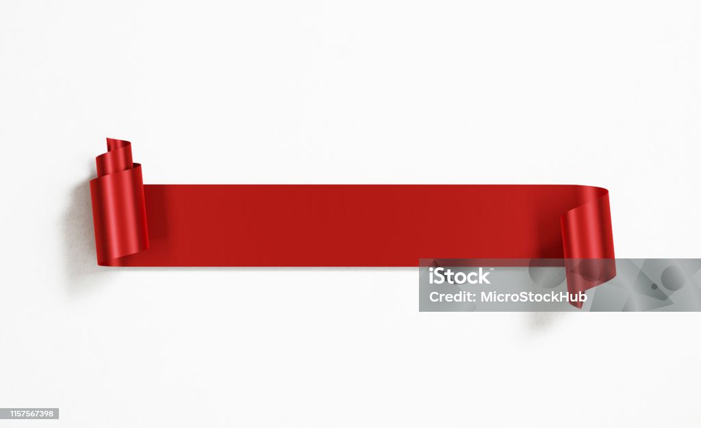 Красная лента Знамя на белом фоне - Стоковые фото Лента - для шитья роялти-фри