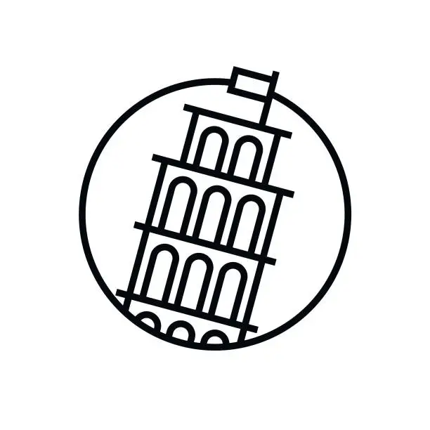 Vector illustration of Vector Pisa Tower - Outline Icon