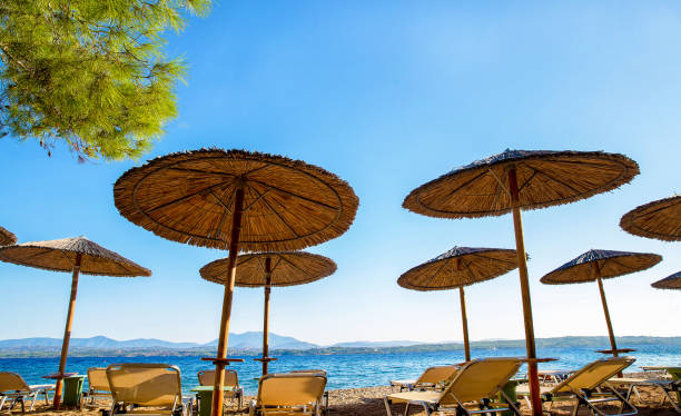 istock Straw awnings  on Greek  Island 1157569737