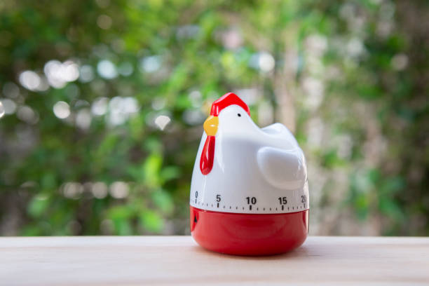 istock Cooking timer as chicken on the wooden table 1157569887