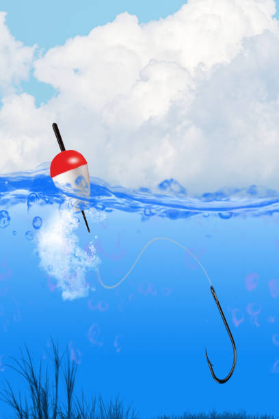 istock Fishing with buoy above water and hook under water 1157578266