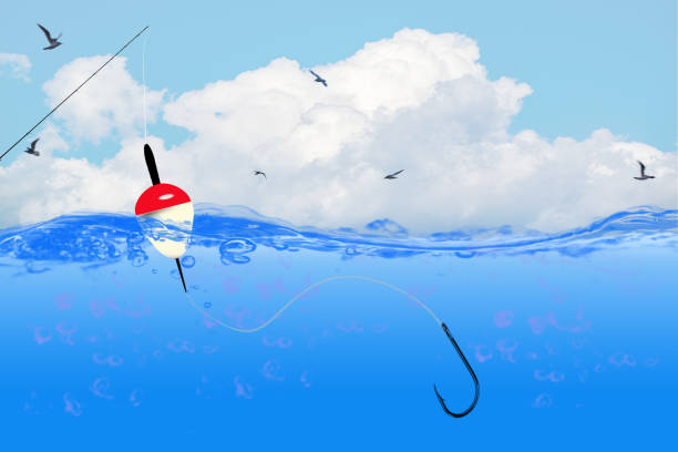 istock Fishing with buoy above water and hook under water 1157578349