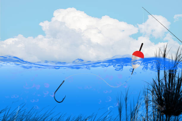 istock Fishing with buoy above water and hook under water 1157578376