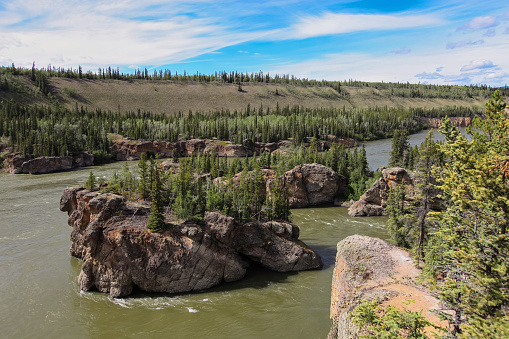 The Yukon River's Five Finger Rapids along the Klondike Highway