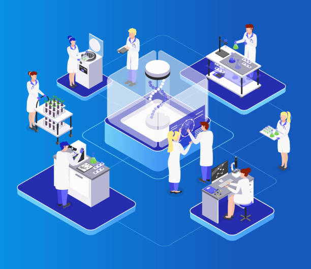 skład izometryczny gmo - laboratory science healthcare and medicine centrifuge stock illustrations