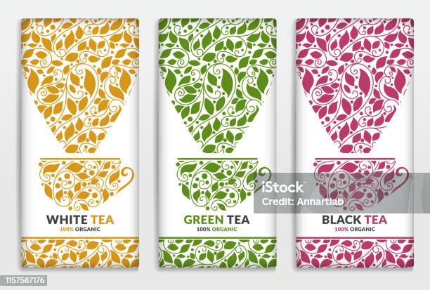 Green Yellow And Red Tea Packaging Design Vintage Vector Ornament Template Elegant Classic Elements Great For Food Drink And Other Package Types Can Be Used For Background And Wallpaper Stock Illustration - Download Image Now