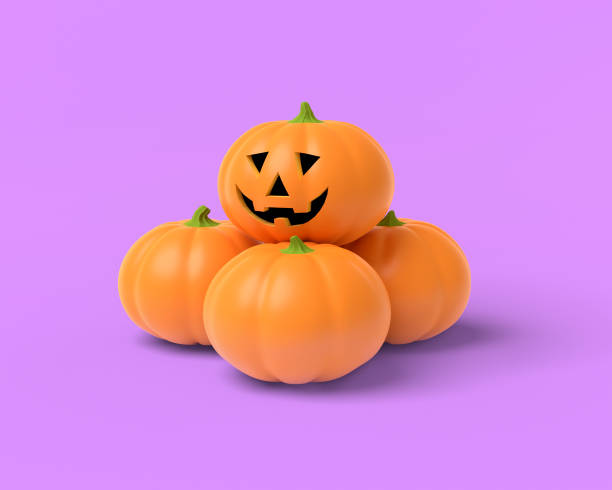 istock Orange pumpkin on an fuchsia background. 3D-rendering. 1157587323