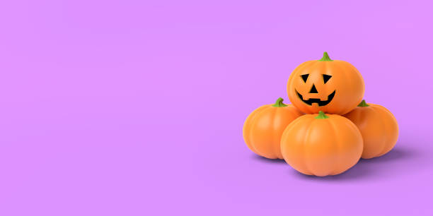 istock Orange pumpkin on an fuchsia background. 3D-rendering. 1157588129