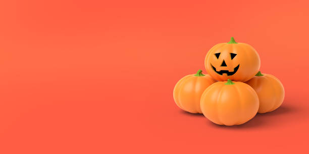 istock Orange pumpkin on an red background. 3D-rendering. 1157588361