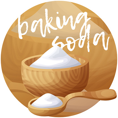 Baking soda ingrdient. Cartoon vector icon on gradient background