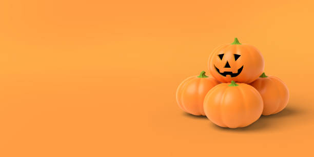 istock Orange pumpkin on an orange background. 3D-rendering. 1157589205