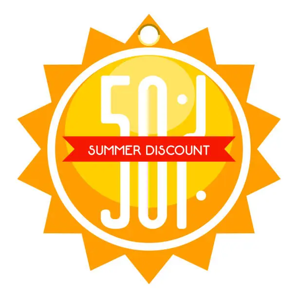 Vector illustration of Sun shaped summer sale discount label