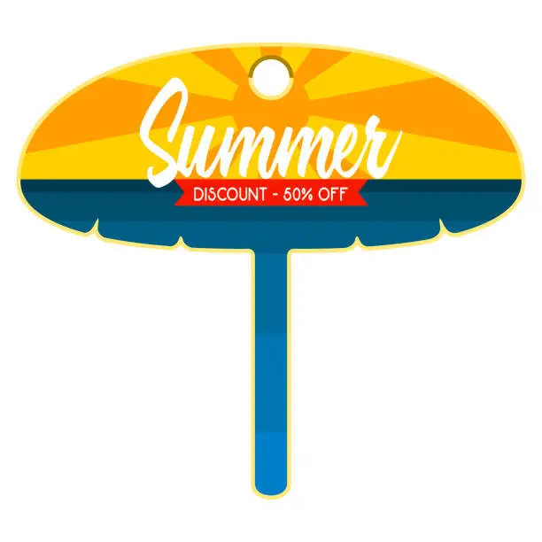 Vector illustration of Umbrella shaped summer sale discount label