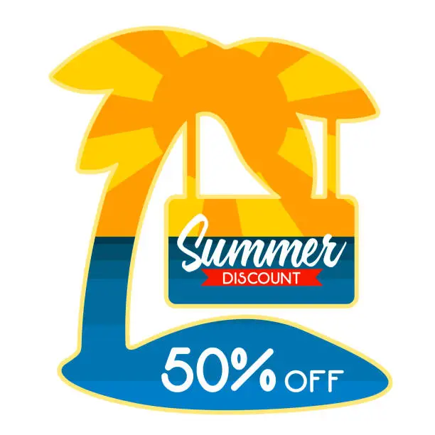 Vector illustration of Palm tree shaped summer sale discount label