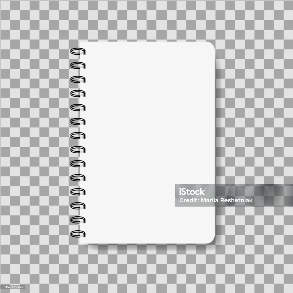 Realistic Notebook In Mockup Style Blank Notepad With Spiral Template ...