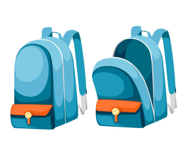 Colorful Opened And Closed School Bags Empty Rucksack Backpack With Zippers  Cartoon Design Flat Vector Illustration Isolated On White Background Stock  Illustration - Download Image Now - iStock