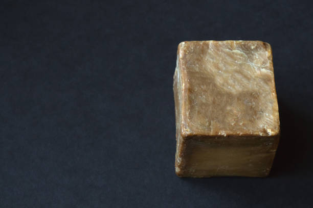 istock Olive oil soap handmade on a black background 1157595065