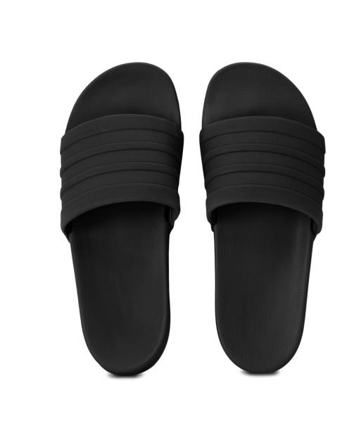 istock Black rubber sandal isolated on white background with clipping path 1157599378