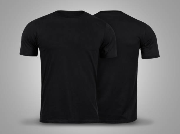 istock Black T-shirts front and back use for design on grey background 1157599568