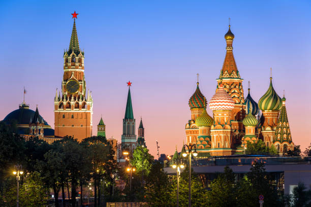 istock Moscow Kremlin and St Basil`s Cathedral at night, Russia 1157604968