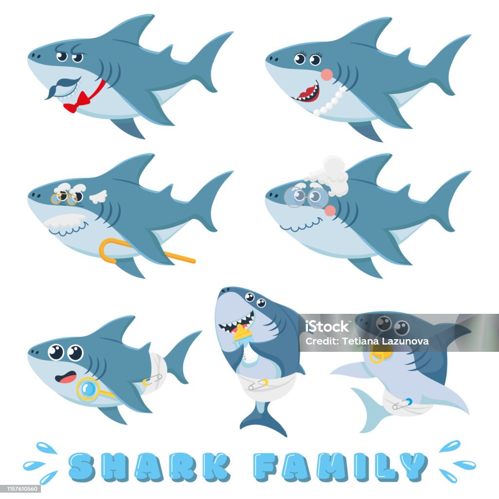 Ilustración de Familia De Tiburones De Dibujos Animados Tiburón Bebé Recién Nacido Padre Marino Cómico Y Alegres Personajes De Tiburones Madre Personajes Vector Ilustración Conjunto y más Vectores Libres de Derechos de Ilustración de Familia De Tiburones De Dibujos Animados Tiburón Bebé Recién Nacido Padre Marino Cómico Y Alegres Personajes De Tiburones Madre Personajes Vector Ilustración Conjunto y más Vectores Libres de Derechos de