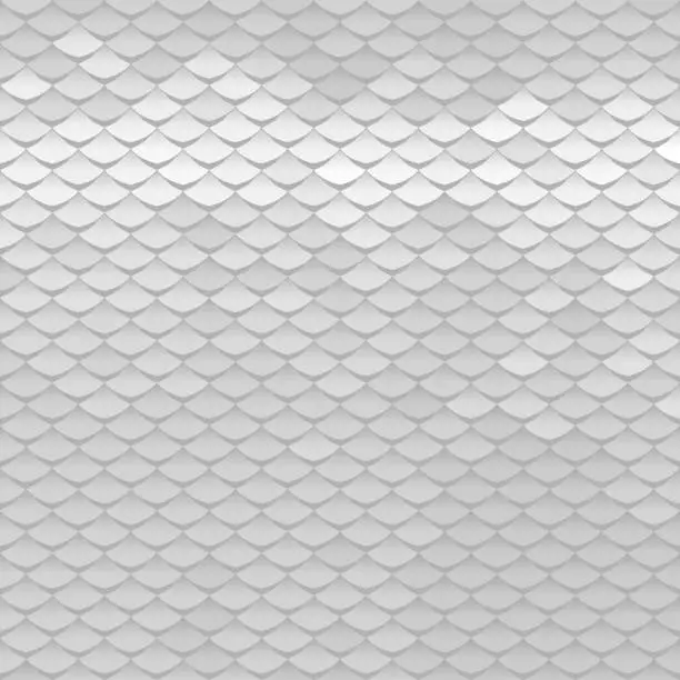 Vector illustration of Abstract scale pattern. Roof tiles background. Silver squama texture