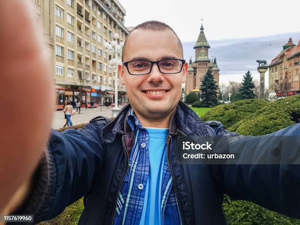 Taking Selfie In Timisoara Romania Stock Photo - Download Image Now - Selfie, Romania, Only Men