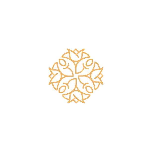 цветочная эмблема цветка для роскоши, королевской, бутик и спа. шаблон значка вектора - florist stock illustrations
