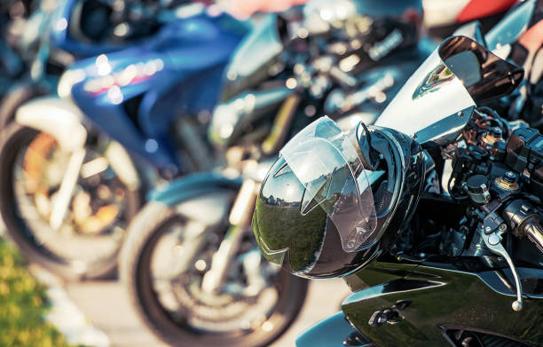 istock Motorcycles parade. Bikes in a row 1157630343