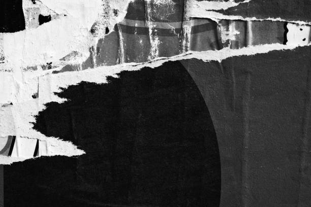 istock Blank white black old ripped torn paper crumpled creased posters grunge textures backdrop backgrounds placard stock photo 1157635981