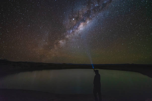 the lagoon in the stars Inca Colla Lagoon in the middle of the Atacama desert, altoloa atacama region stock pictures, royalty-free photos & images