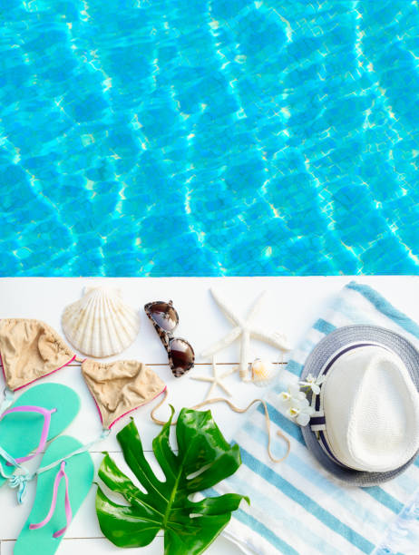 istock Summer flat lay scenery with swimsuit 1157641200