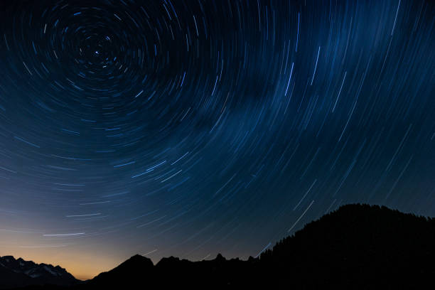 Star trail in the mountains