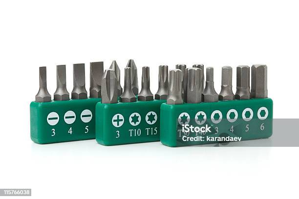 Set Of Heads For Screwdriver Stock Photo - Download Image Now - Close-up, Color Image, Cut Out