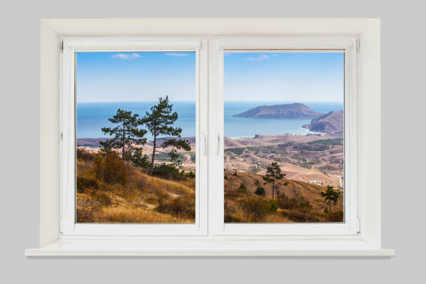 View from the window beautiful mountain landscape with the sea