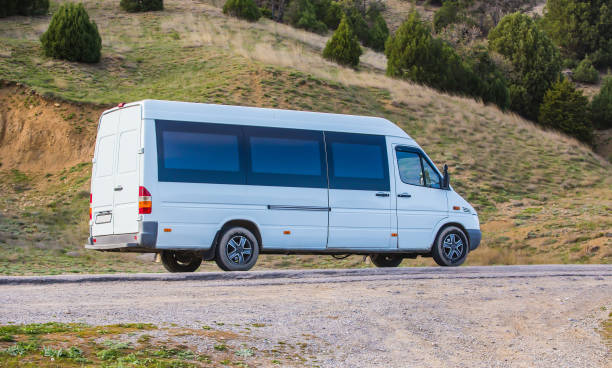 istock Minibus Rides on the  mountain highway 1157663773