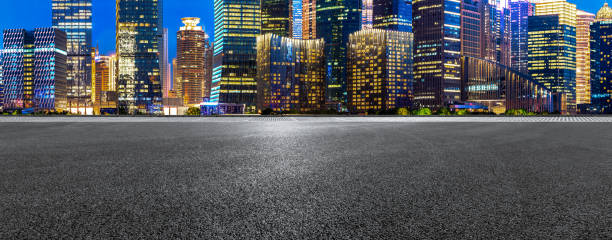 istock Shanghai modern commercial buildings and empty asphalt road 1157675173