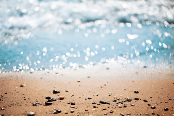 Soft wave of turquoise sea water on the sandy beach