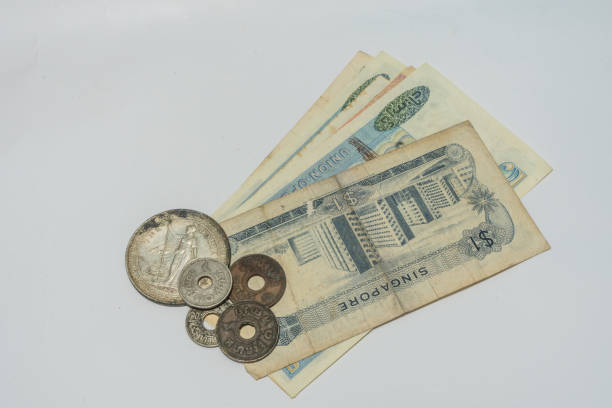 istock Ancient foreign currency as coins and banknotes. 1157676144