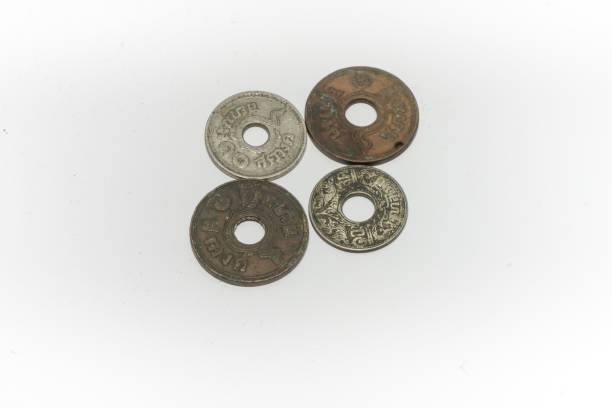 istock Thai ancient currency coins have many prices and sizes. 1157676922